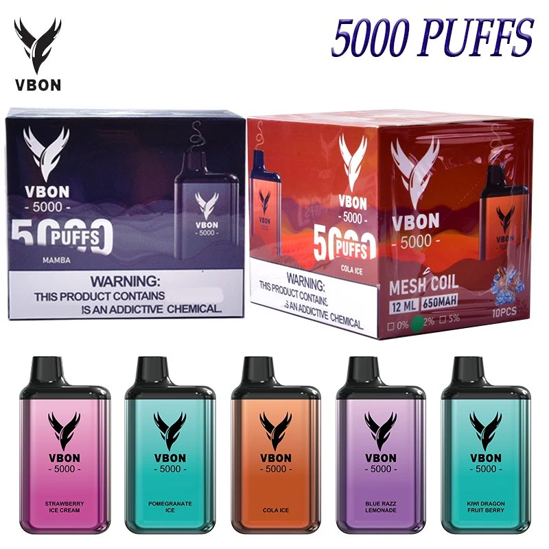 UE Vente à chaud Vbon Bar 5000 Puffs E-jucy Flavor20 disponible E-cigarette Vape