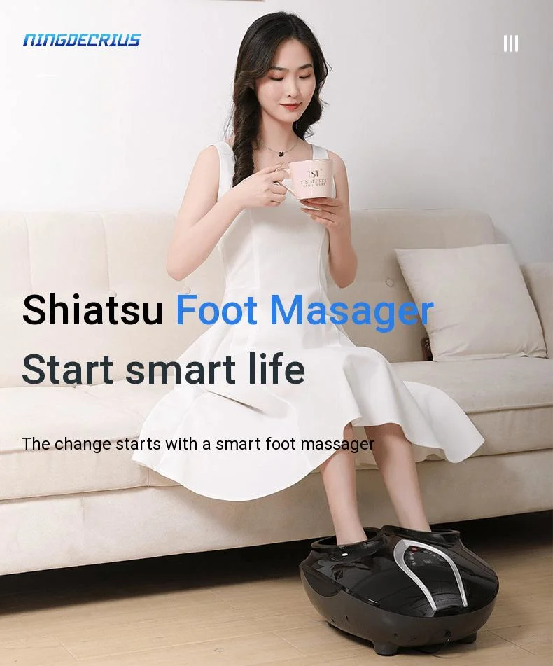 Ningdecrius Manual-Wired Control Rechargea Foot Massager Machine Vibrating with Heat Shiatsu Deep Kneading Improve Blood Circulation Electric Foot Massager