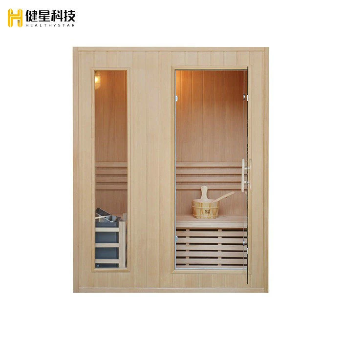 Sauna 2 personnes Canadian Hemlock panneau de commande unique sauna et Chambre avec douche