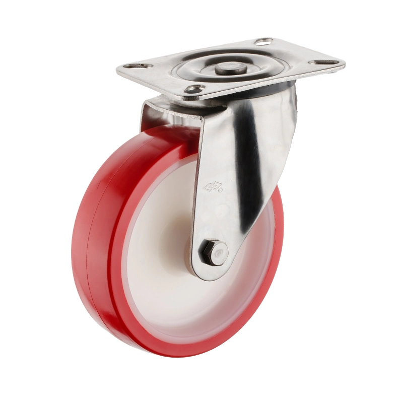 160mm Red PU Heavy Duty Stainless Steel Castor Wheel