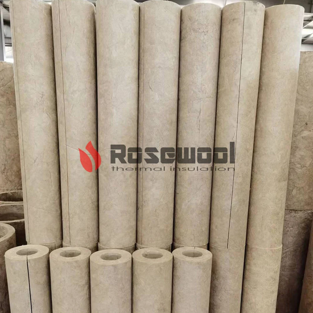 Rosewool 60-150 كجم/م³ مواد امتصاص الحرارة المادة Rockwol الأنبوب