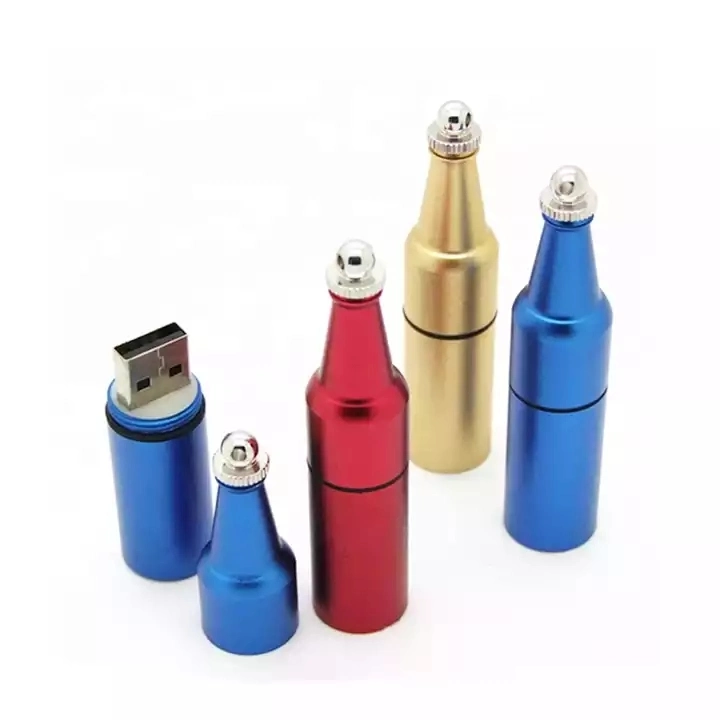 Wine Bottle Shape USB Flash Drive 32GB USB Stick 8GB Custom Logo Print Metal Keychain USB Pen Drive 32GB