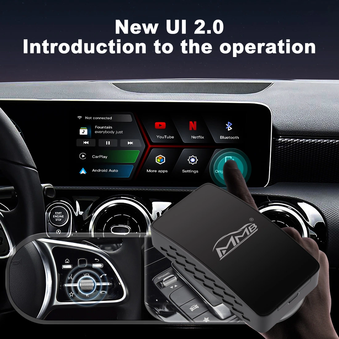 Original Car Wired to Wireless Android Auto MP3 Player GPS Bluetooth Wjuc-3