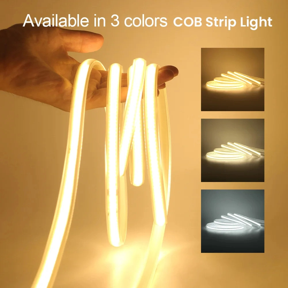 Dimmable COB LED Strip Light 220V 110V Wall Touch Switch 23key Remote Power Kit 288LED Flex Ribbon High Density Linear Lighting