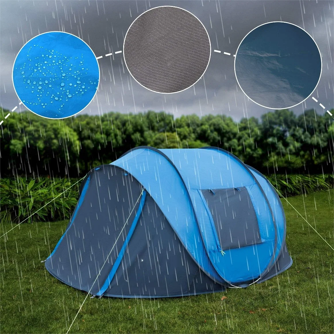 Outdoor Hiking Traveling Backpacking Waterproof 2-4 Person Easy Pop-up Inflatable Big Camping Tent