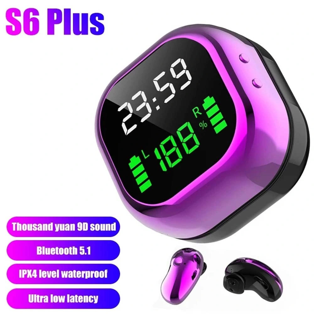 Customized S6 Plus True Wireless Stereo Earbuds Power Display Waterproof Bluetooth Headset