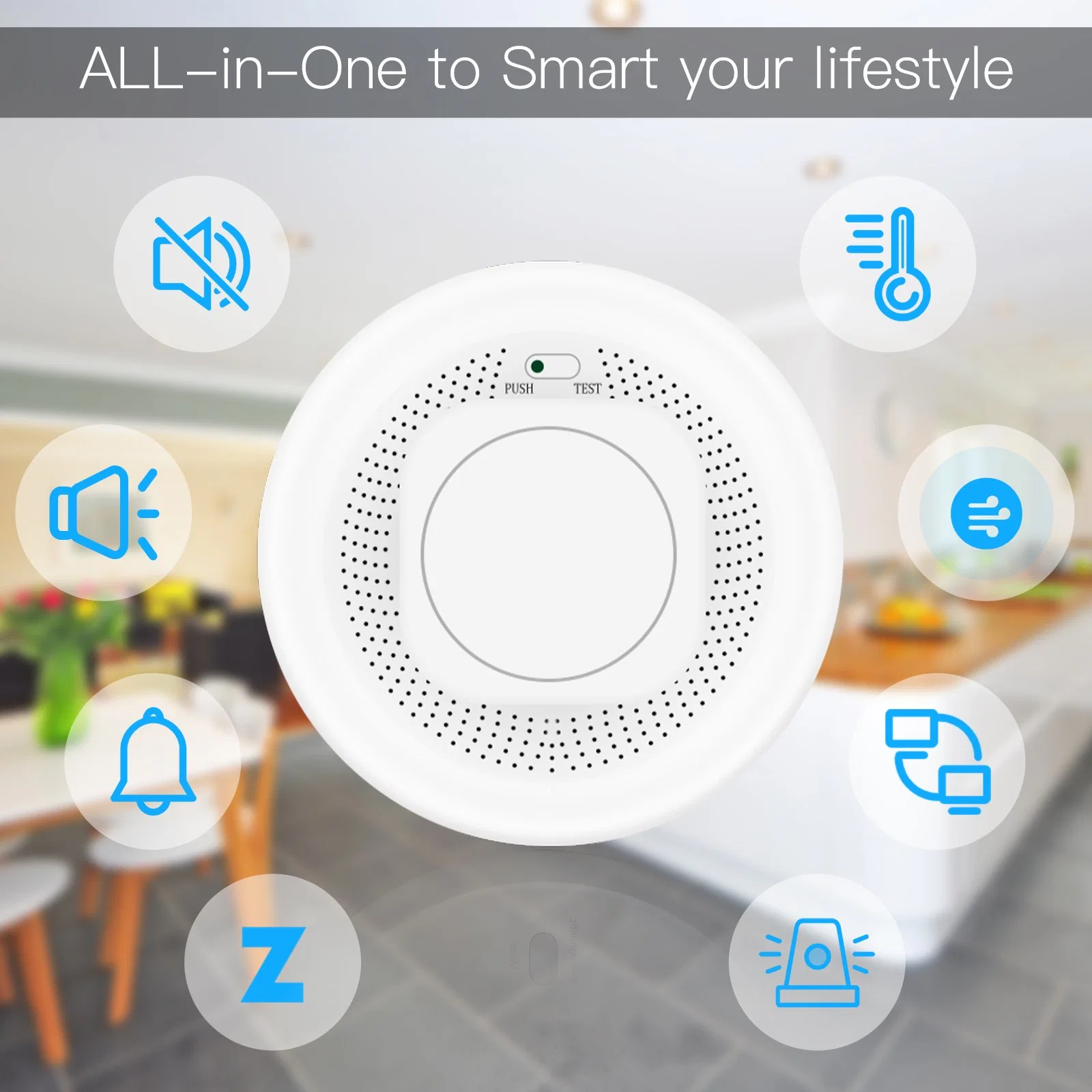 Tuya APP Control Zigbee/WiFi Fire Alarm Smoke Sensor Detector for Home Security