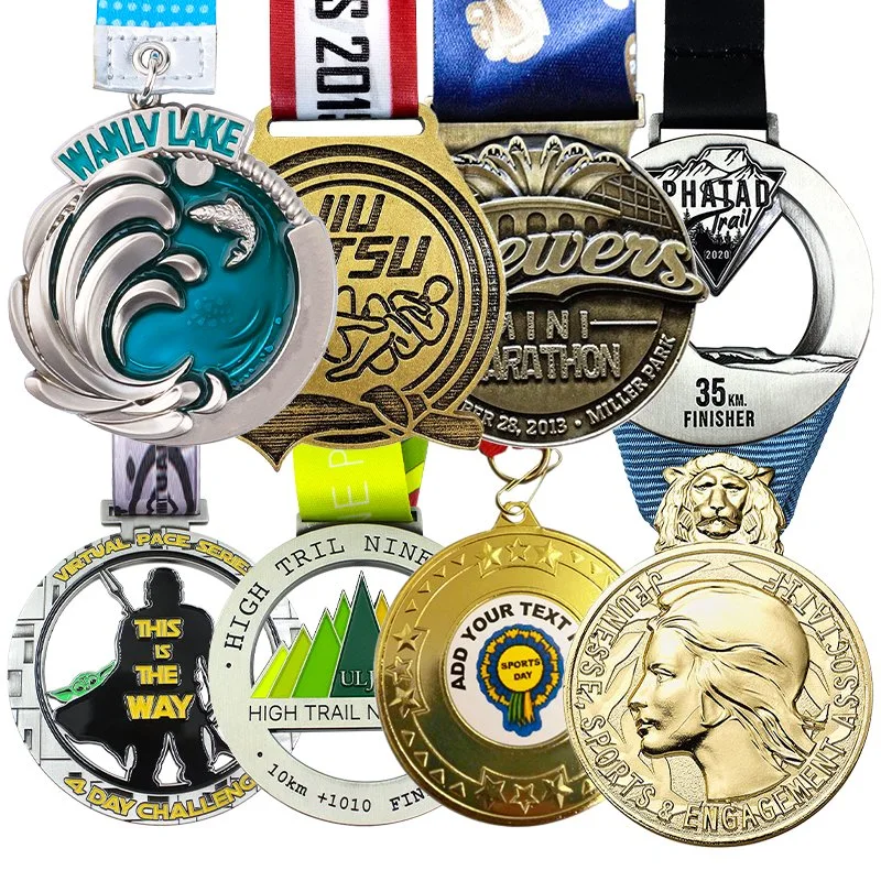 Wholesale Design High Quality Blank Zinc Alloy 3D Gold Award Soccer Marathon Running Medal Custom Metal Sport Medal