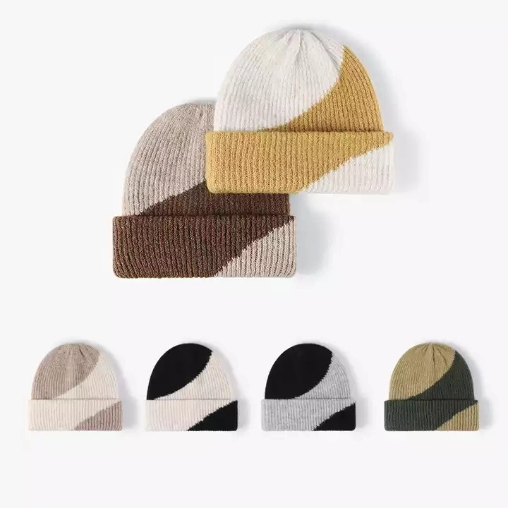 Bestella nouvelle couleur de la conception de blocage de l'hiver des chapeaux de femmes adultes tricotés décontracté en plein air HIVER Beanie Hat