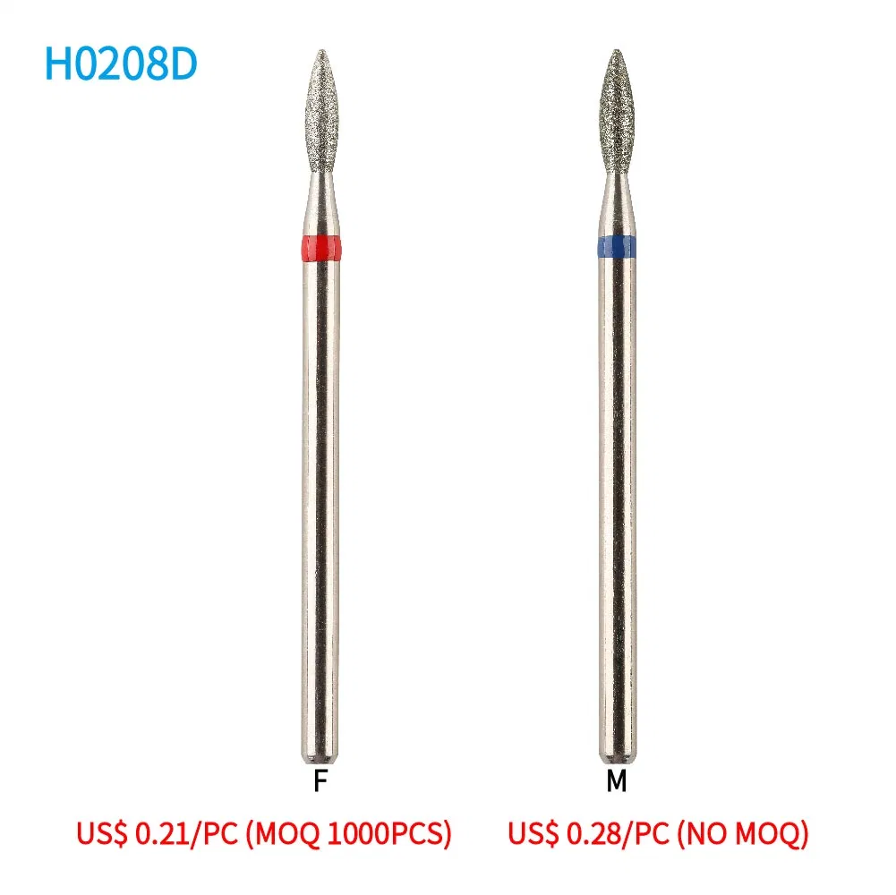 Flame 2.3mm Red Band Blue Band Cuticle Removing Diamond Nail Drill Bit