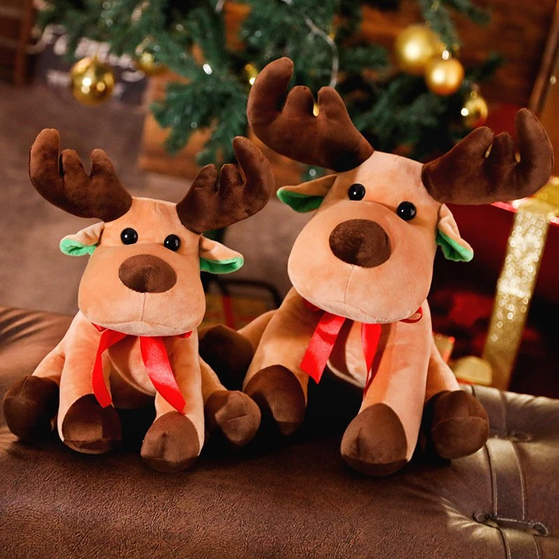 Factory Plush Animal Toys Santa Claus Deer Plush Toys Christmas Gifts