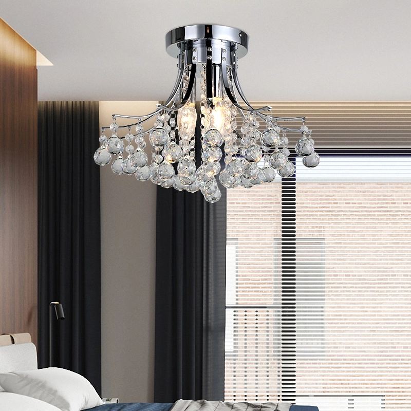 Modern Indoor Lamparas De Techo Home Hotel E14 Luxury Crystal Ceiling Light