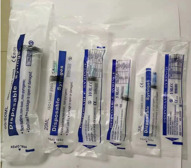 Medical Disposable Syringe CE &ISO 1ml 3ml 5ml 10ml 20ml 50ml 100ml