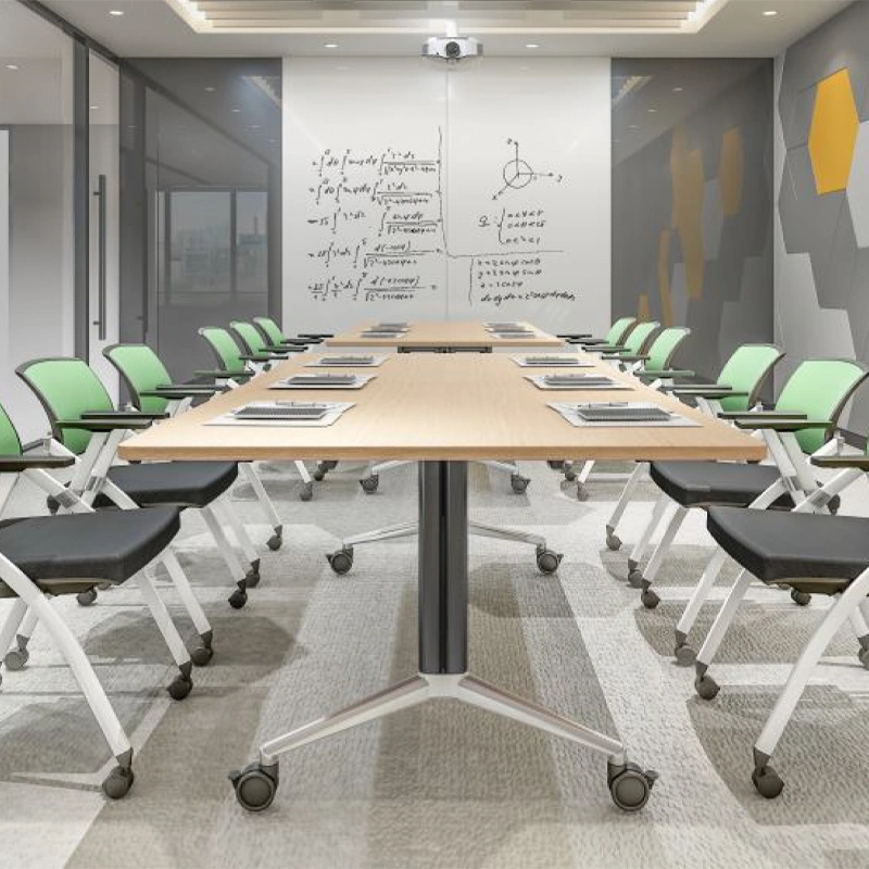Table de formation pliante de bureau modulaire moderne, bureau de conférence pliable, table de réunion, mobilier.