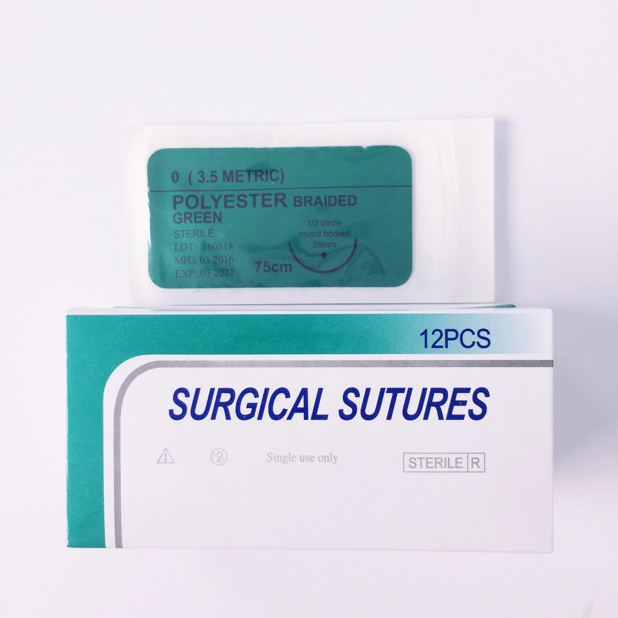 Non Absorbable Surgical Suture Polyester Braided with Needle