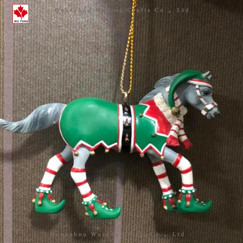 Xmas Tree Hanging Ornament Gift Home Decor Resin Christmas Horse