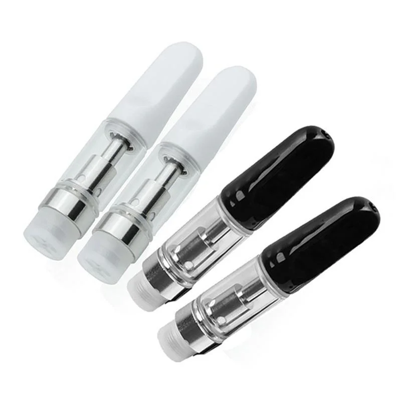 Custom Logo 510 Thread Glass Vape Cartridge with Black Ceramic Mouthpiece