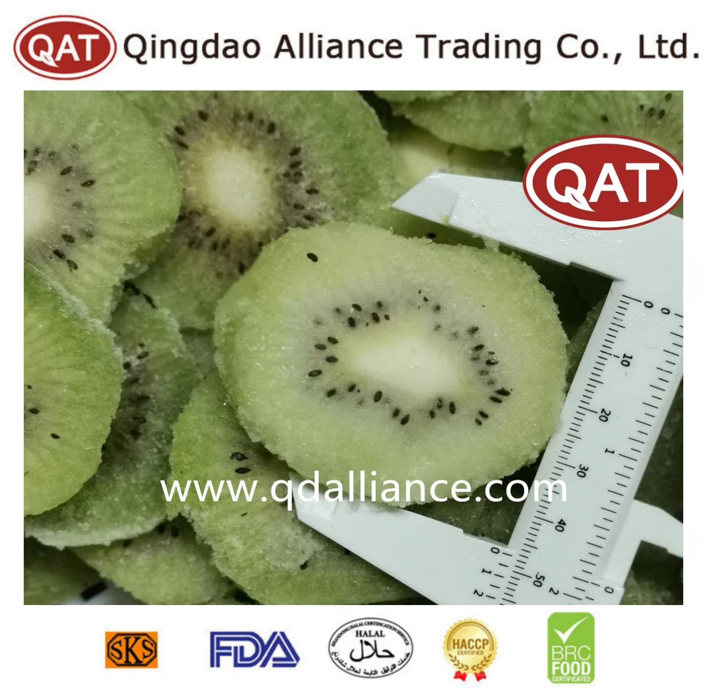 IQF Fruits Frozen Kiwi Slice for Exporting with Kosher, HACCP, Brc Certificate