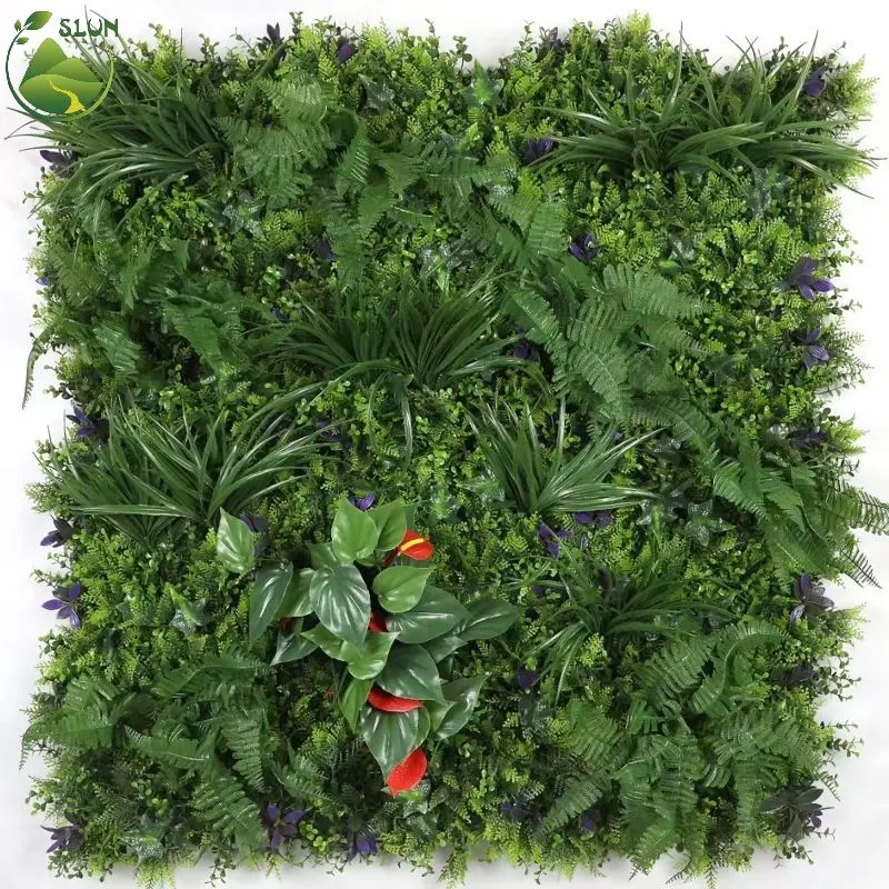 Green Wall Panel Anti UV Artificial Plant Grass Wall Backdrop for Outdoor Indoor Decoration