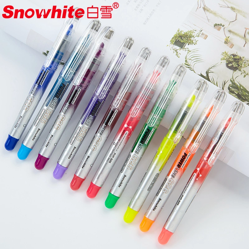 Office Supply Snowhite Liquid Highlighter Assorted Color Chiesal Nibs Plastic Pens for Highlighting, Marking, Coral Ink Pen