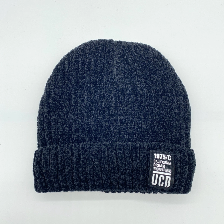 L'hiver hommes mâle coton Mélange chaud acrylique Blur Beanie chapeaux Sports plaine tricoté en réfléchissant personnalisé Dobby Thc Tissu de style