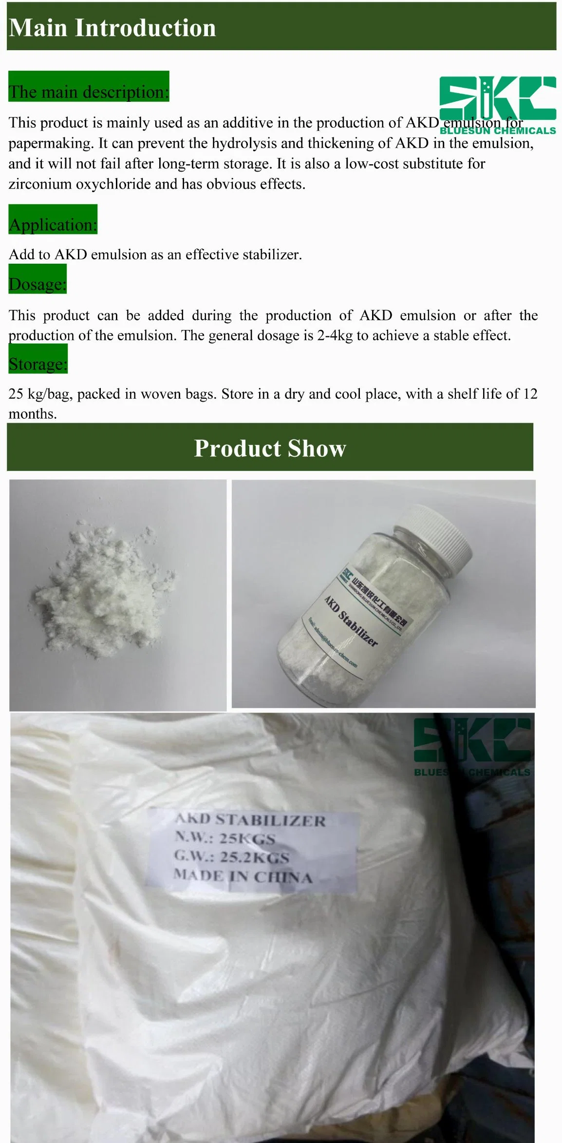 AKD Stabilizer/ Purity 99%Min/ Raw Material of AKD Emulsion