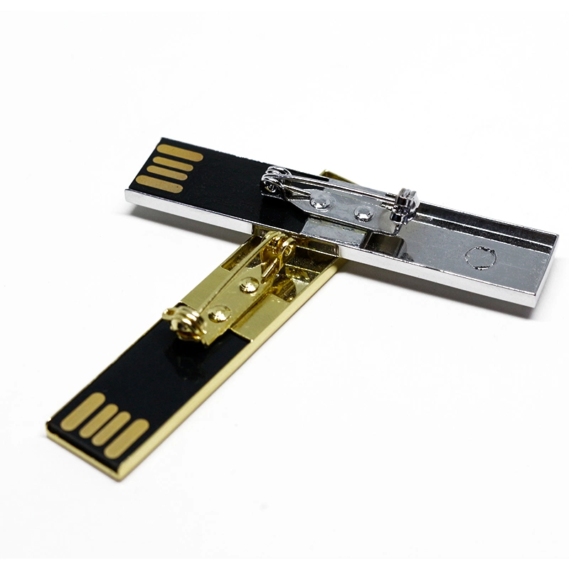 Unidade flash USB de oferta promocional portátil de metal com broooch