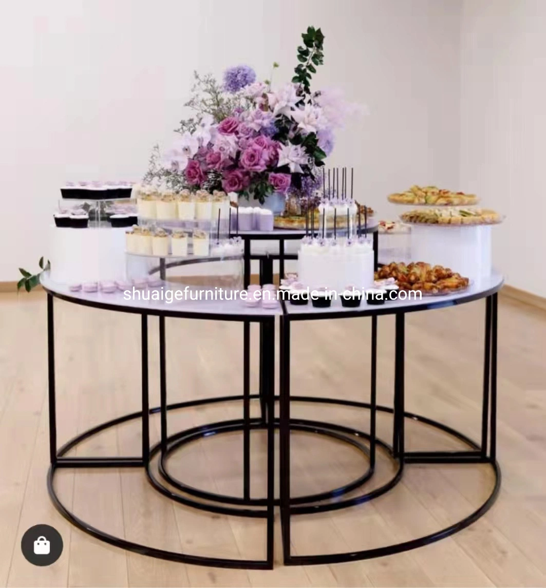 Golden Combination Round Cake Table Cake Display Racks for Wedding