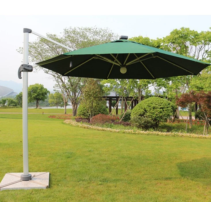 3m exterior de alumínio pátio com jardim Umbrella com suporte Piscina grande Guarda-sol