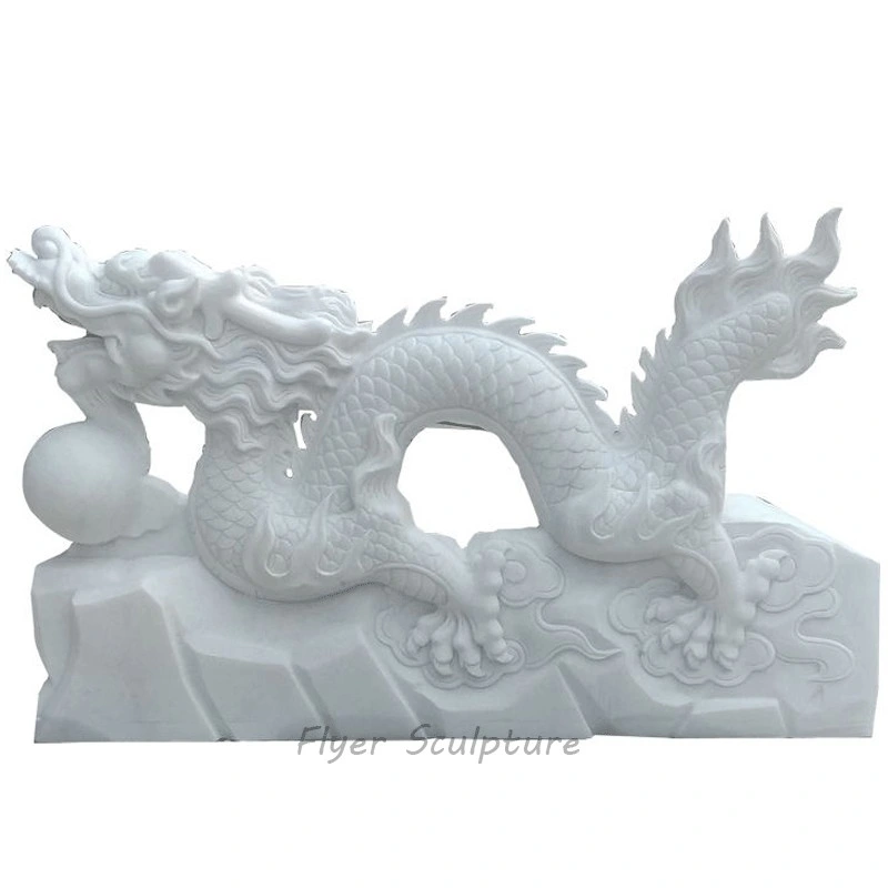 Hand Carved Outdoor Garden Decoration Natural Large Life Size Chinese Dragon Sculpture Marble