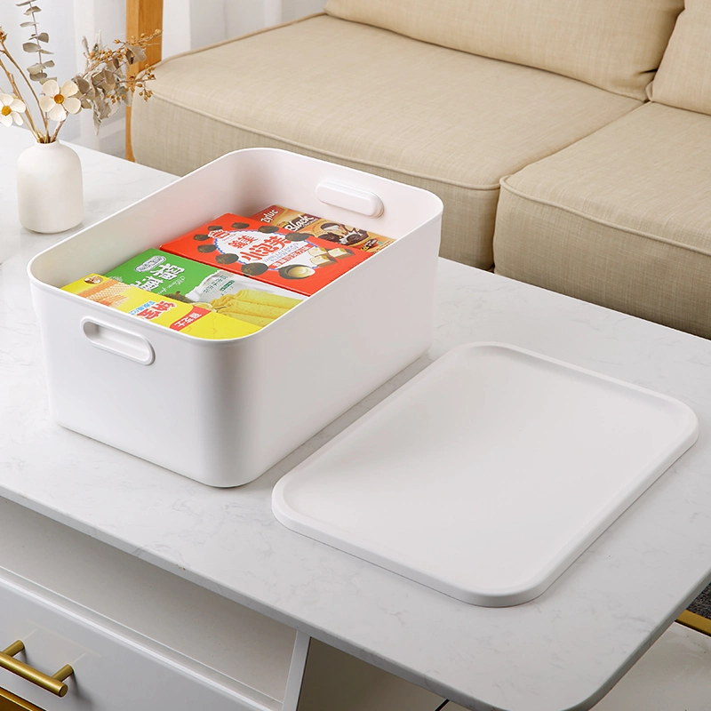 Household Plastic Storage Cotainer for Living Room Kitchen Utility Rooms White Stackable Plastic Storage Bin with Lids