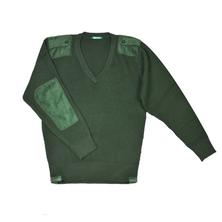 Commerce de gros de la laine de l'acrylique col V hiver hommes chandail vert