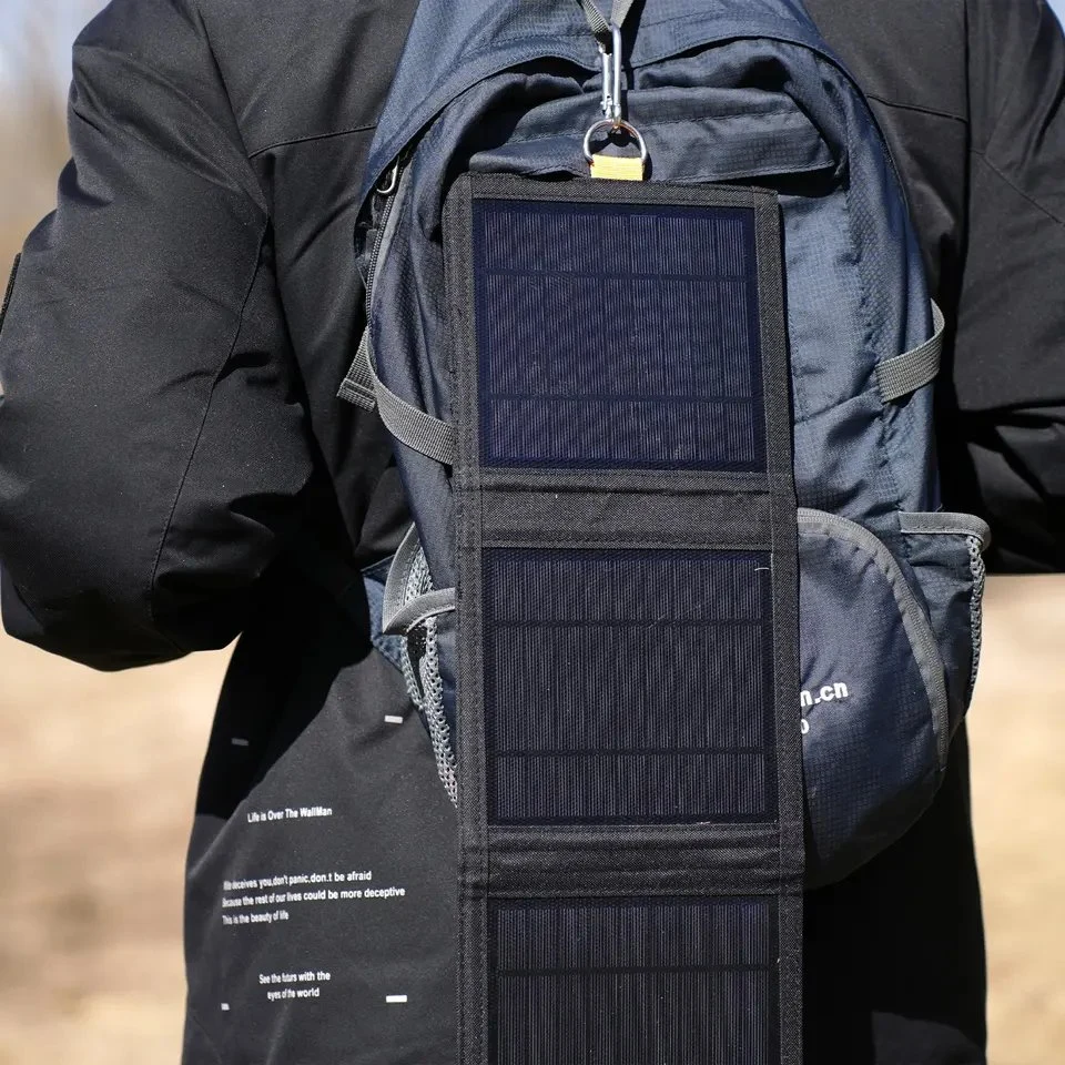 15W Portable Solar Panel Charger with 2 Waterproof Foldable USB