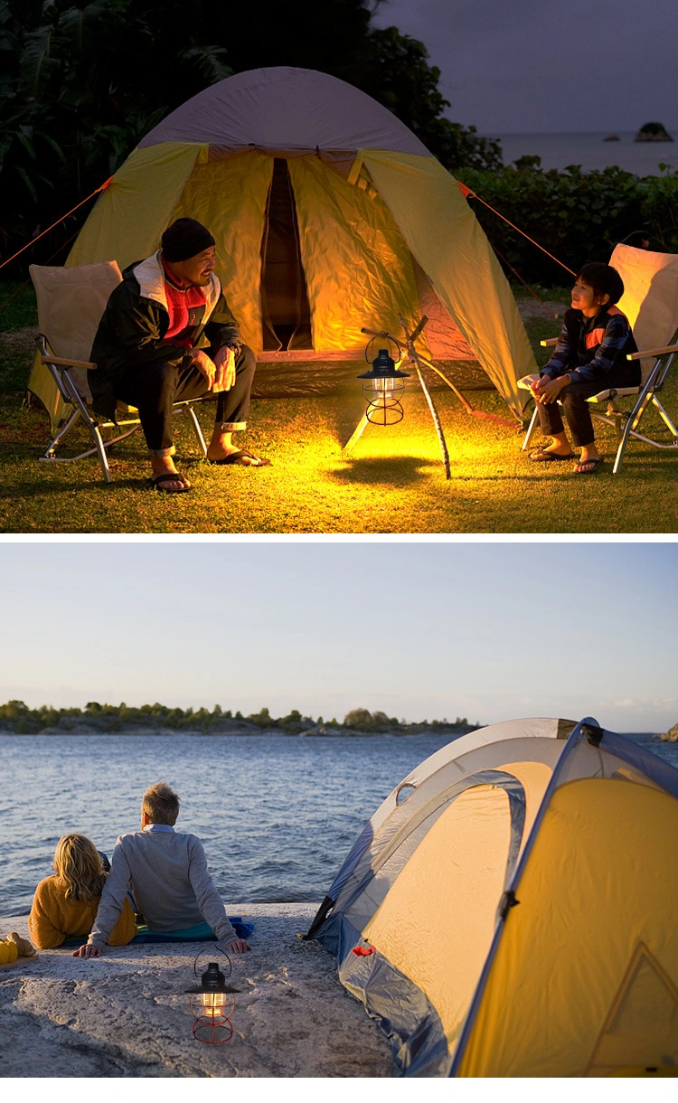 LED Retro Portable Tent Atmosphere Lamp Flame Lantern Camping Lights