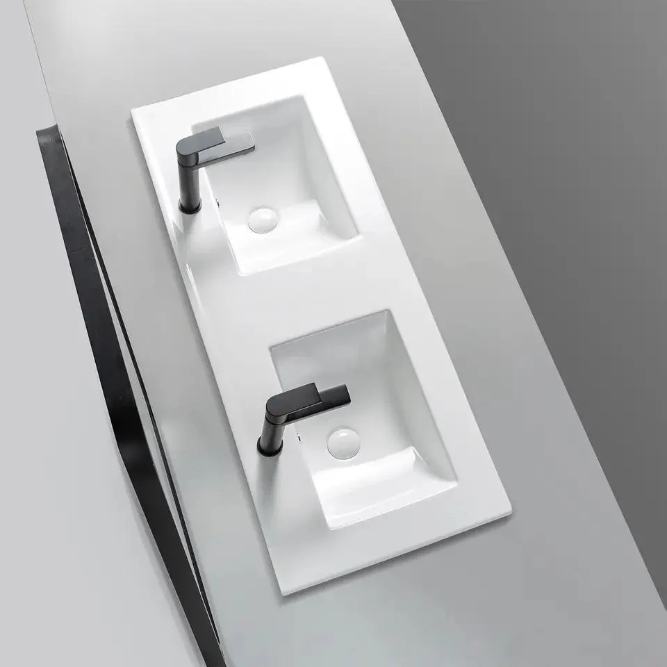 Hot Selling Sanitary Ware Ceramic Rectangle Artificial Stone Bathroom Sink Solid Surface Cabinet Basin