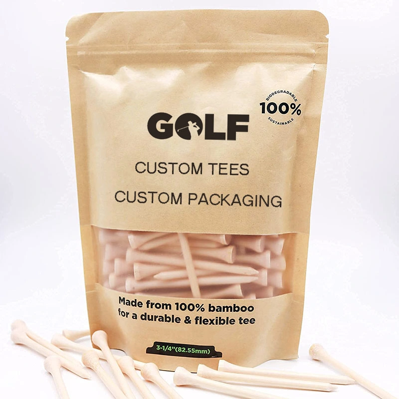Tees personalizados baratos a granel accesorios de Golf de 70mm 83mm de logotipo personalizado de bambú tees de golf de madera