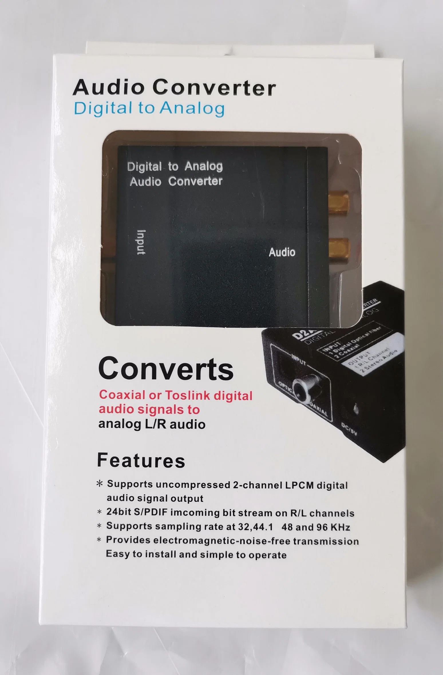 Numérique à Analogique Audio Converter pour TV Box Toslink avec Audio Coaxial