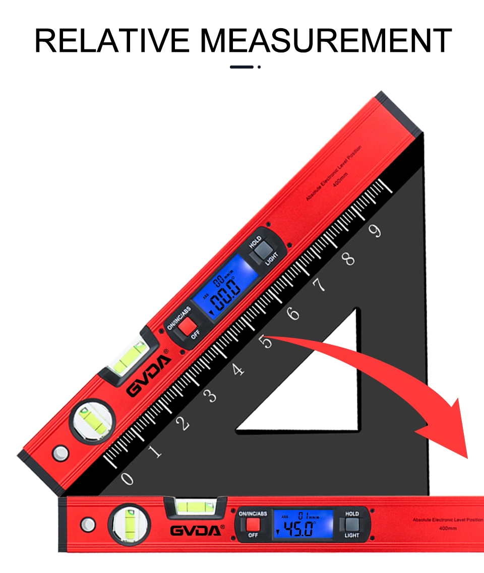 Professional Aluminium Magnetic Digital Electronic Level with Larger LCD Display and Backlights