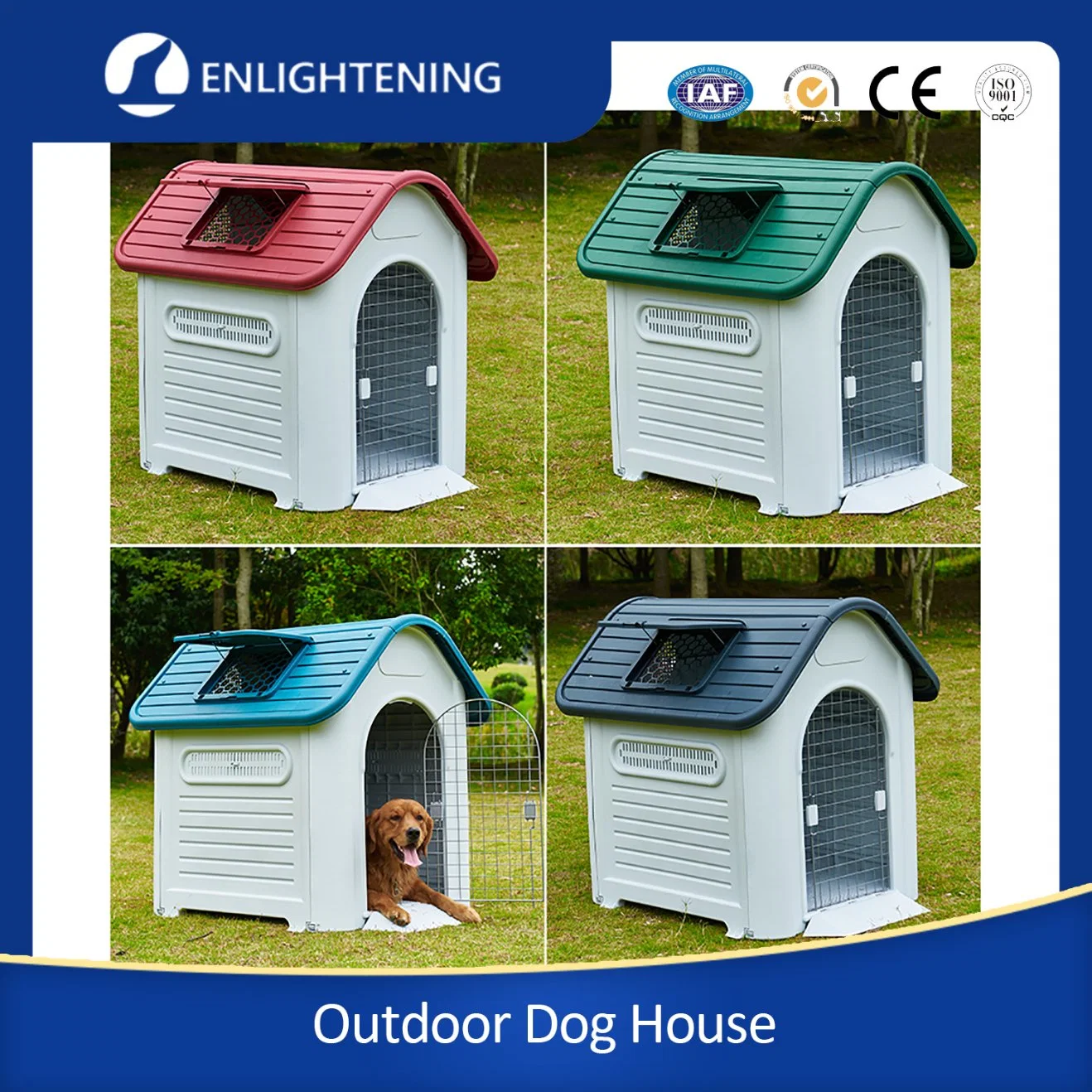 Plastic Large Dog House Kennel Large Luxury Pet House Outdoor Dog Home with Windows Wholesale/Supplier