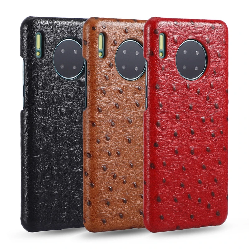 Wholesale Price Good Quality Ostrich Grain Cow Leather Mobile Phone Housing Cell Phone Case for Mate30