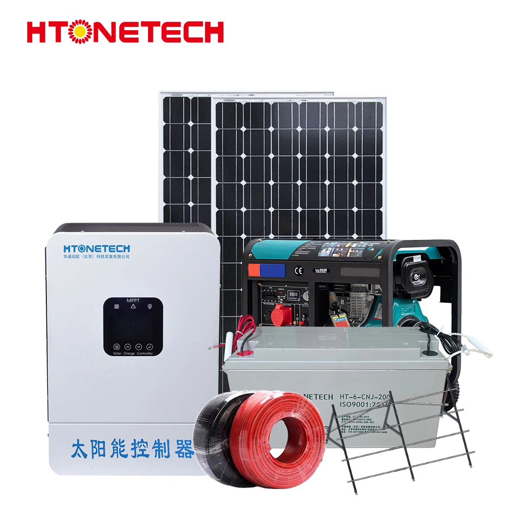 Htonetech off Grid Solar Storage System Wholesale/Supplierrs China 300W 3013W Polycrystalline Silicon Solar Cells 70kVA Diesel Generator Hybrid Solar System 150kw