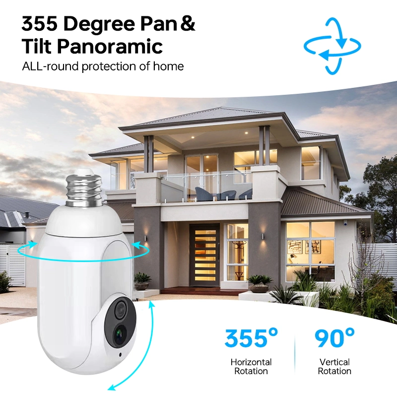 Nova câmara de rede IP com lâmpada de aparafusar E27 WiFi de 2 MP Com detecção de som de visão nocturna a cores áudio bidireccional