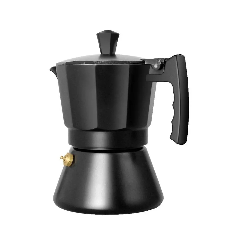 Wholesale/Supplier Portable Aluminum Moka Pot Coffee Maker Black Silver Red 1/2/3/6/9/12 Cup 50/100/150/300/450/600ml Espresso Cafetiere