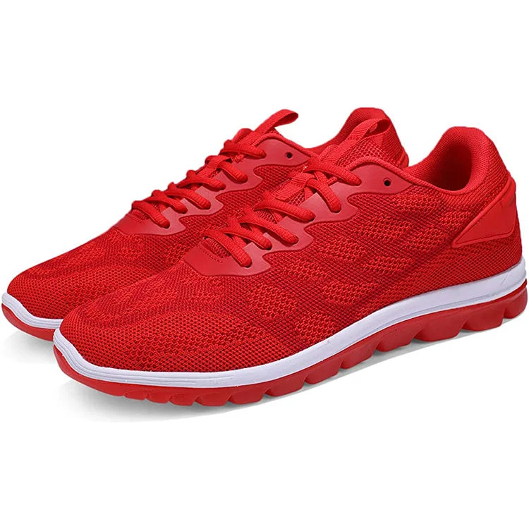 Factory Red Knitting transpirable Outdoor Jogger Hombre Zapatillas deportivas deportivas Zapatos