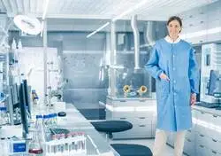 Venta directa de fábrica desechable SMS Blue Laboratory Coat Work Wear Batas de laboratorio médico para médicos