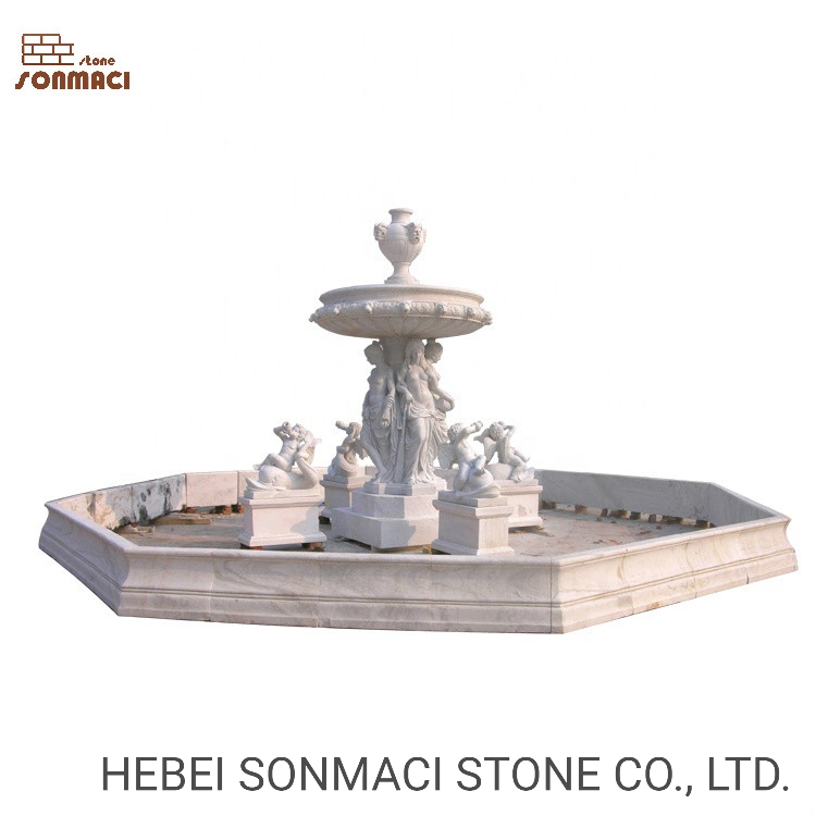 White Marble Carving Large Statues Water Fountain