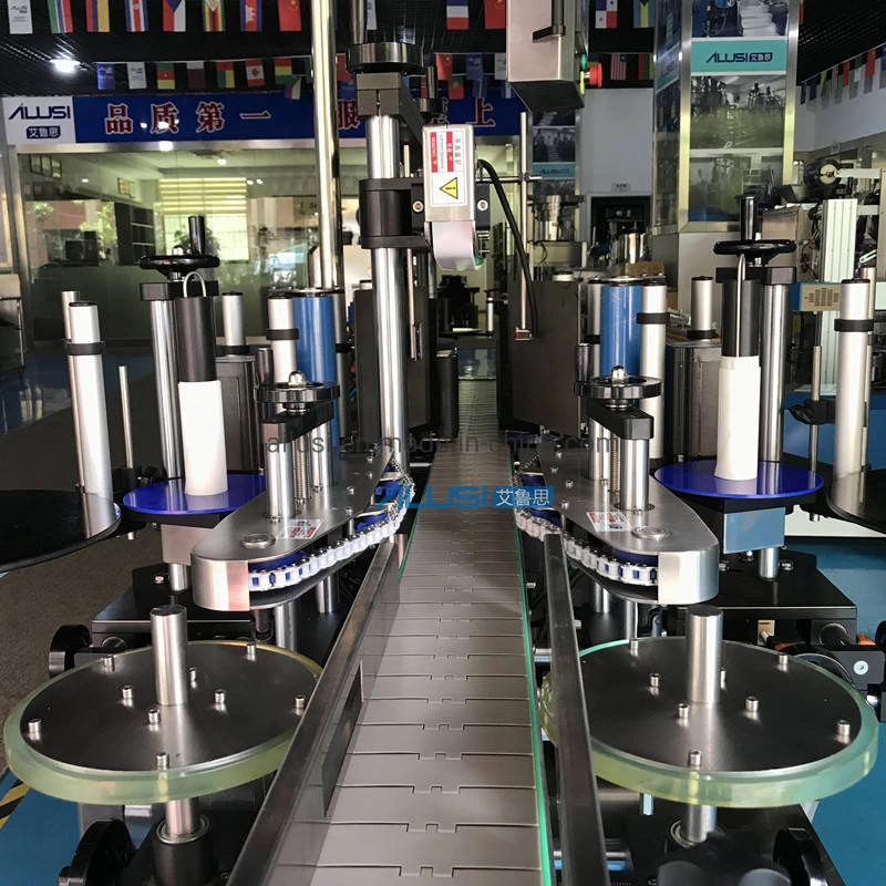 Automatic Double-Sides Round Flat Glass Plastic Bottle Glass Labeling Machine