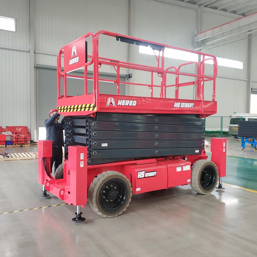 Battery Scissor Lift Tables 12m Self Propelled Electric Scissor Lift Work Platform