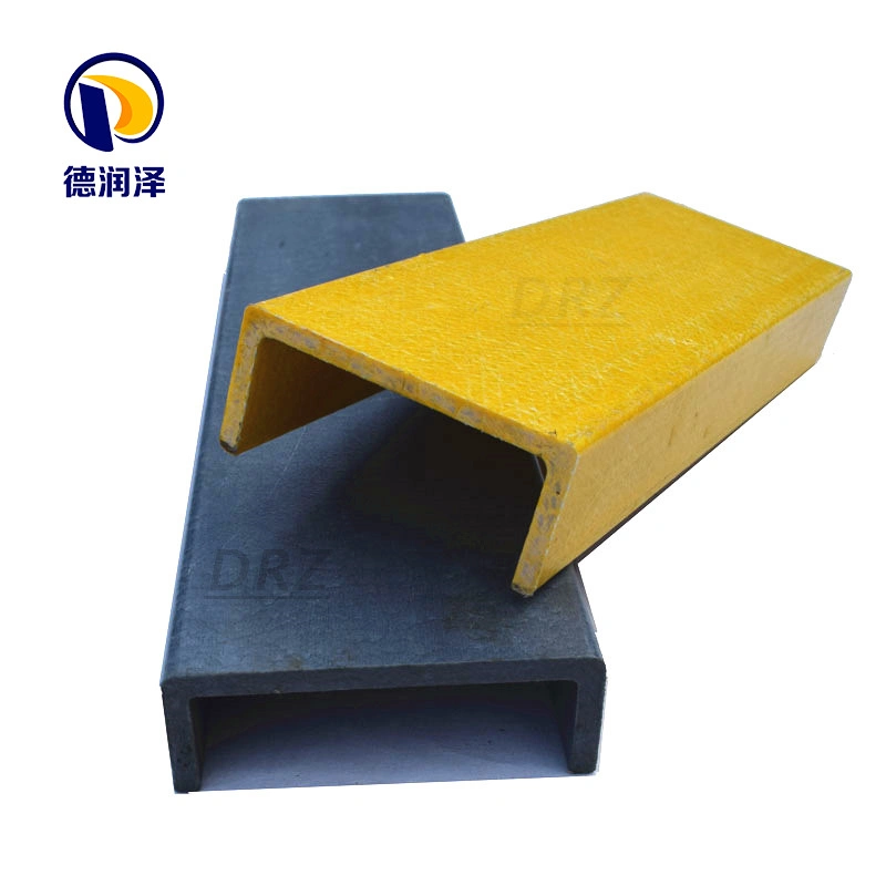 Fiberglass FRP Pultruded Profiles GRP Plastic U Channel C Channel Structure