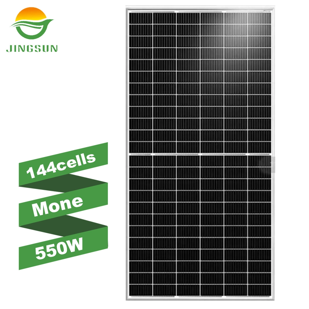 لوحة طاقة شمسية من نوع مونوكريستال بقوة 525 واط، 550 واط، 570 واط لنظام طاقة شمسية منزلي.